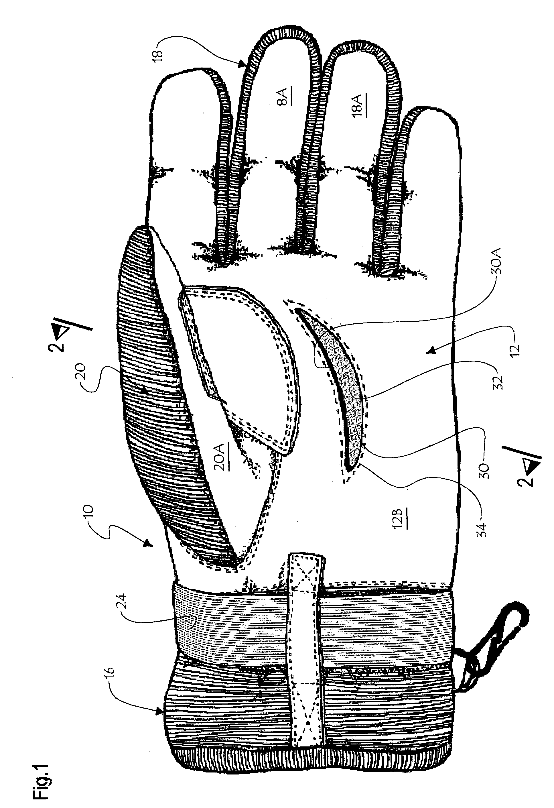 Insulated winter glove with air-breathing window in palm
