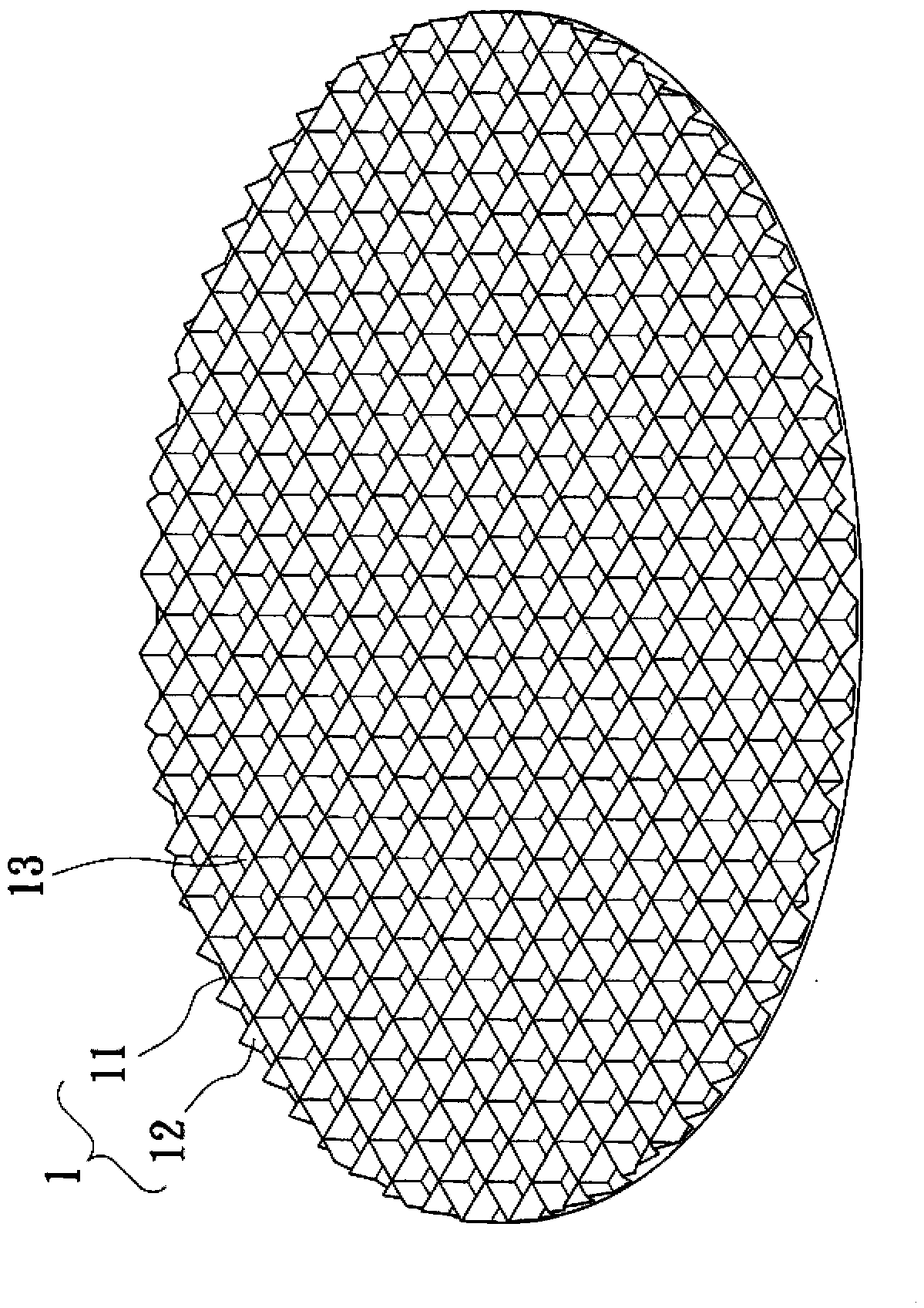 Patterned base material with emitting angle convergent and light-emitting diode element