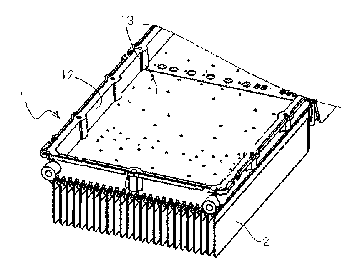 A heat dissipating enclosure with integrated cooling fins