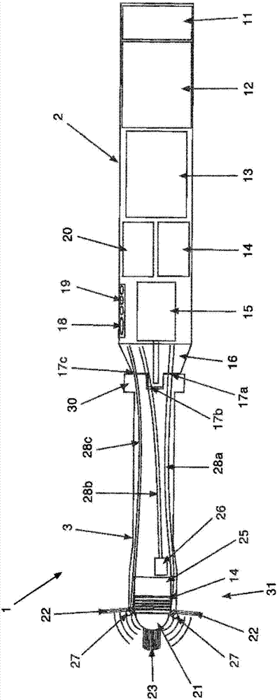 Device for the ultrasound treatment of open wounds