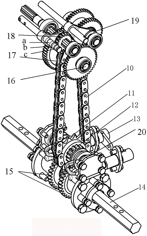 A gearbox for a rotary cultivator with forward and reverse rotation and left and right steering functions