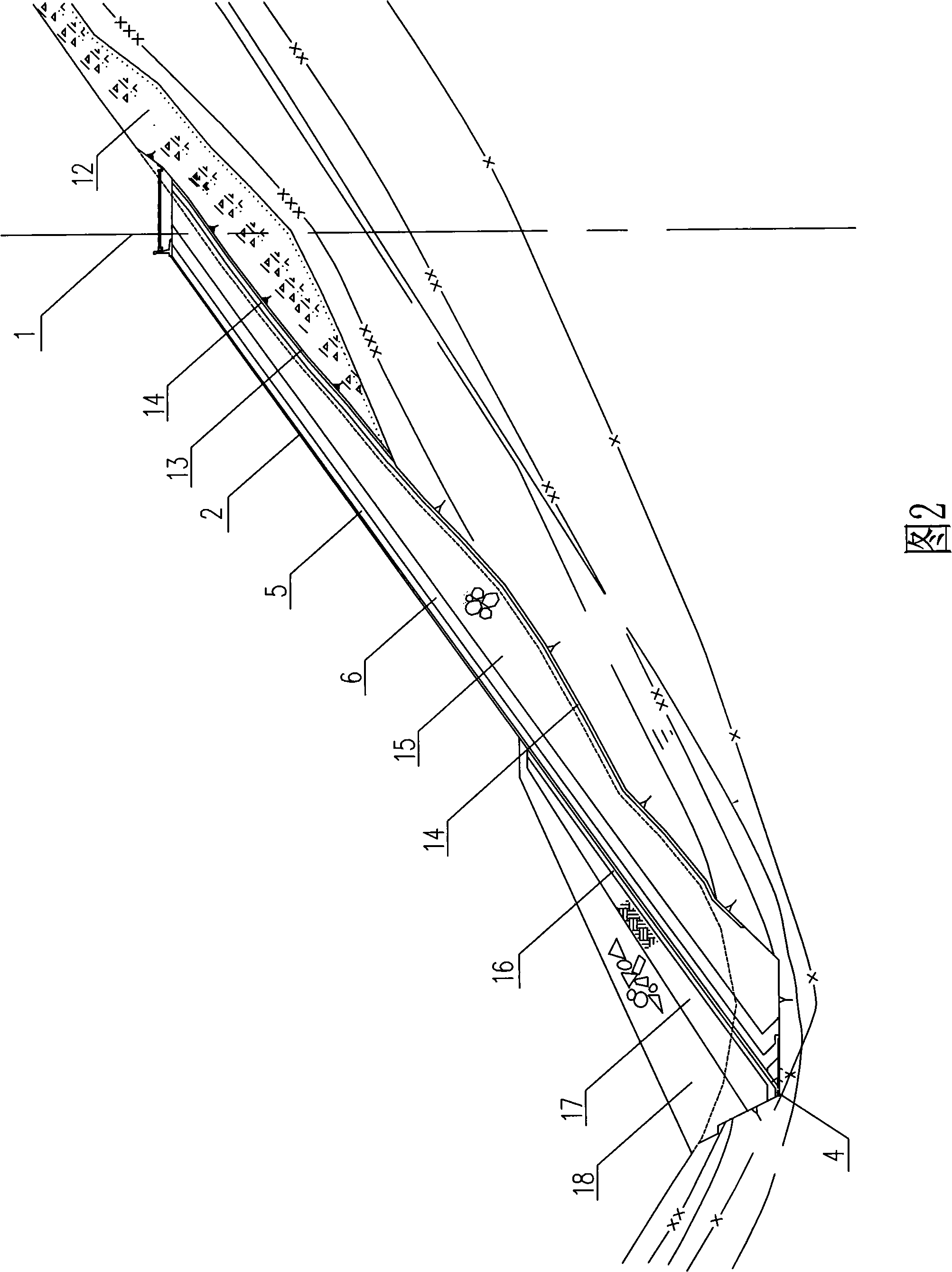 Folded line type concrete panel rock-fill dam and construction method thereof