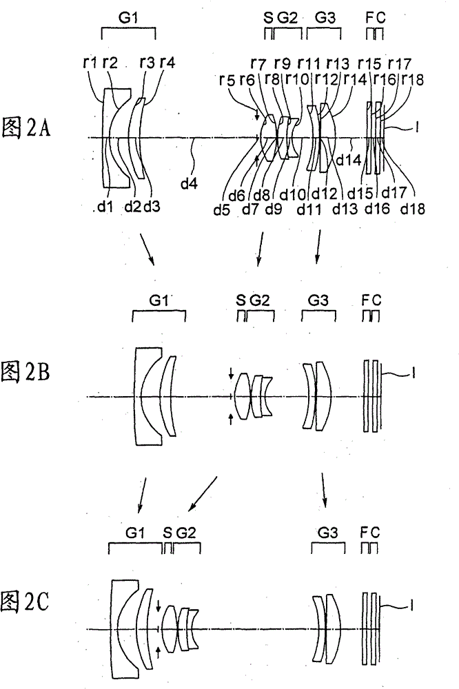 Three-unit zoom lens and image pickup device with same