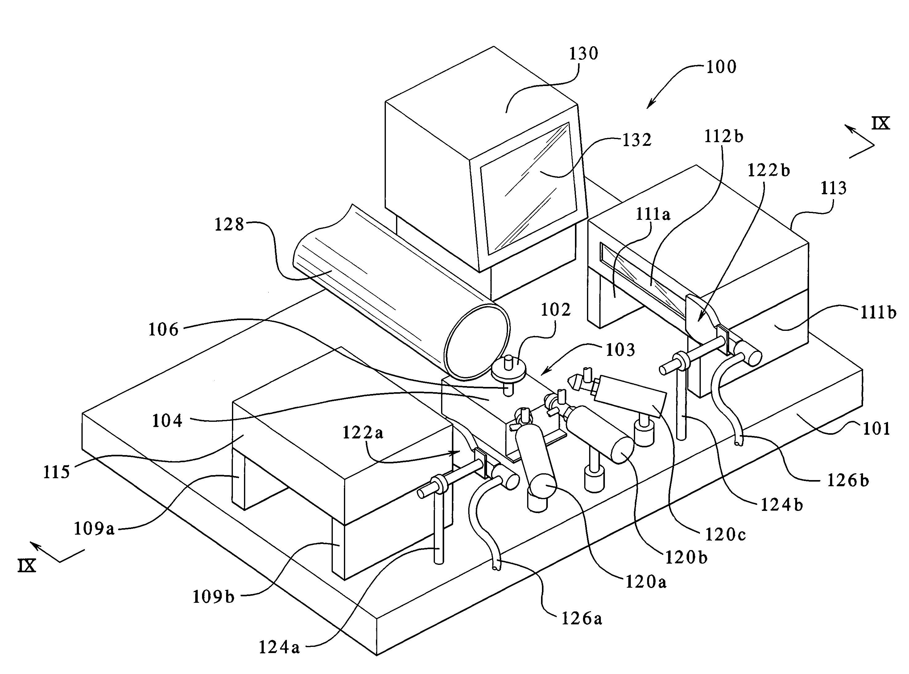 Apparatus for simultaneously coating and measuring parts