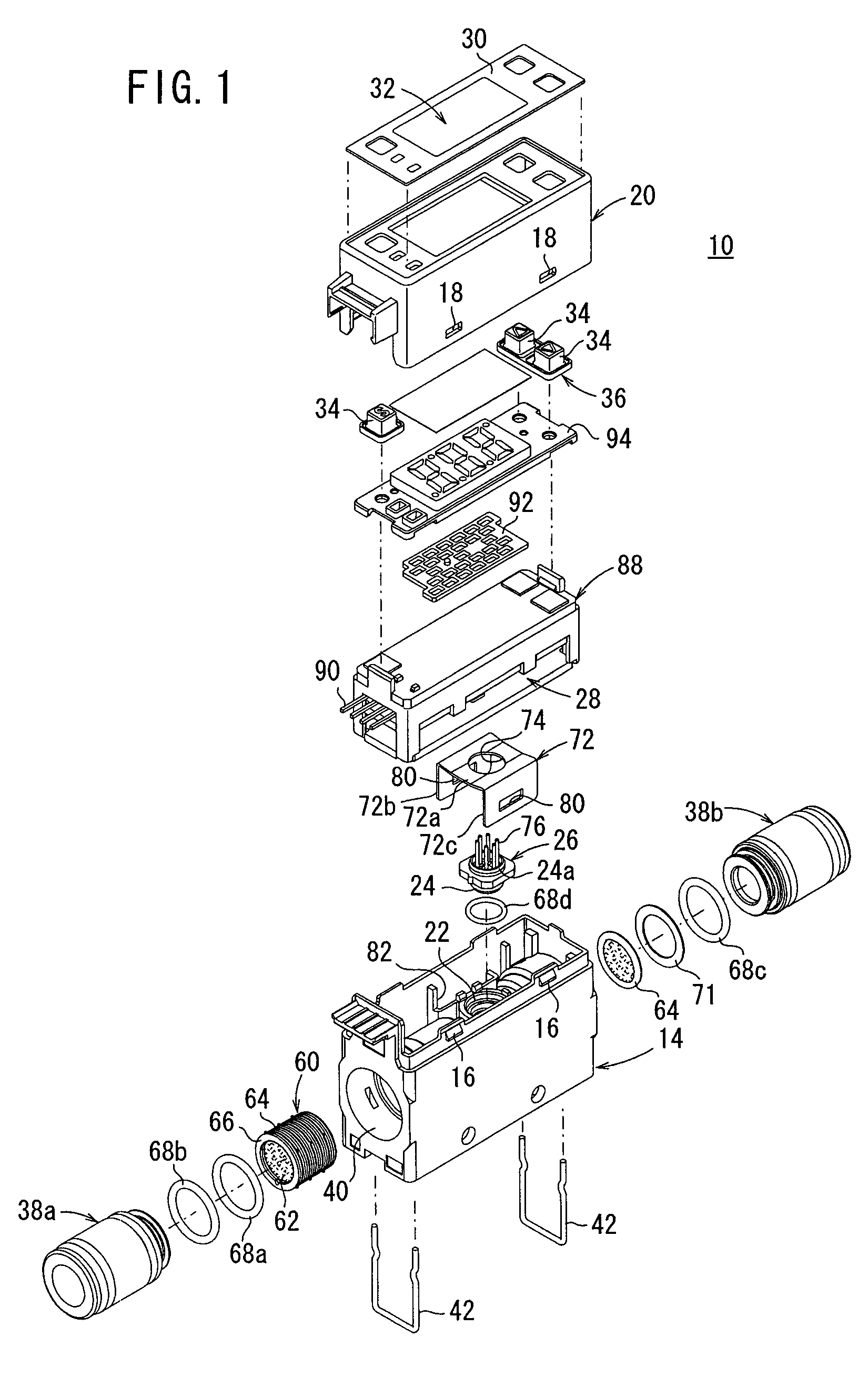 Flow meter with a rectifying module having a plurality of mesh members