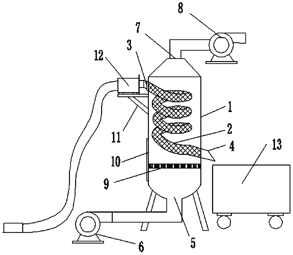 Granular grain dust removal device