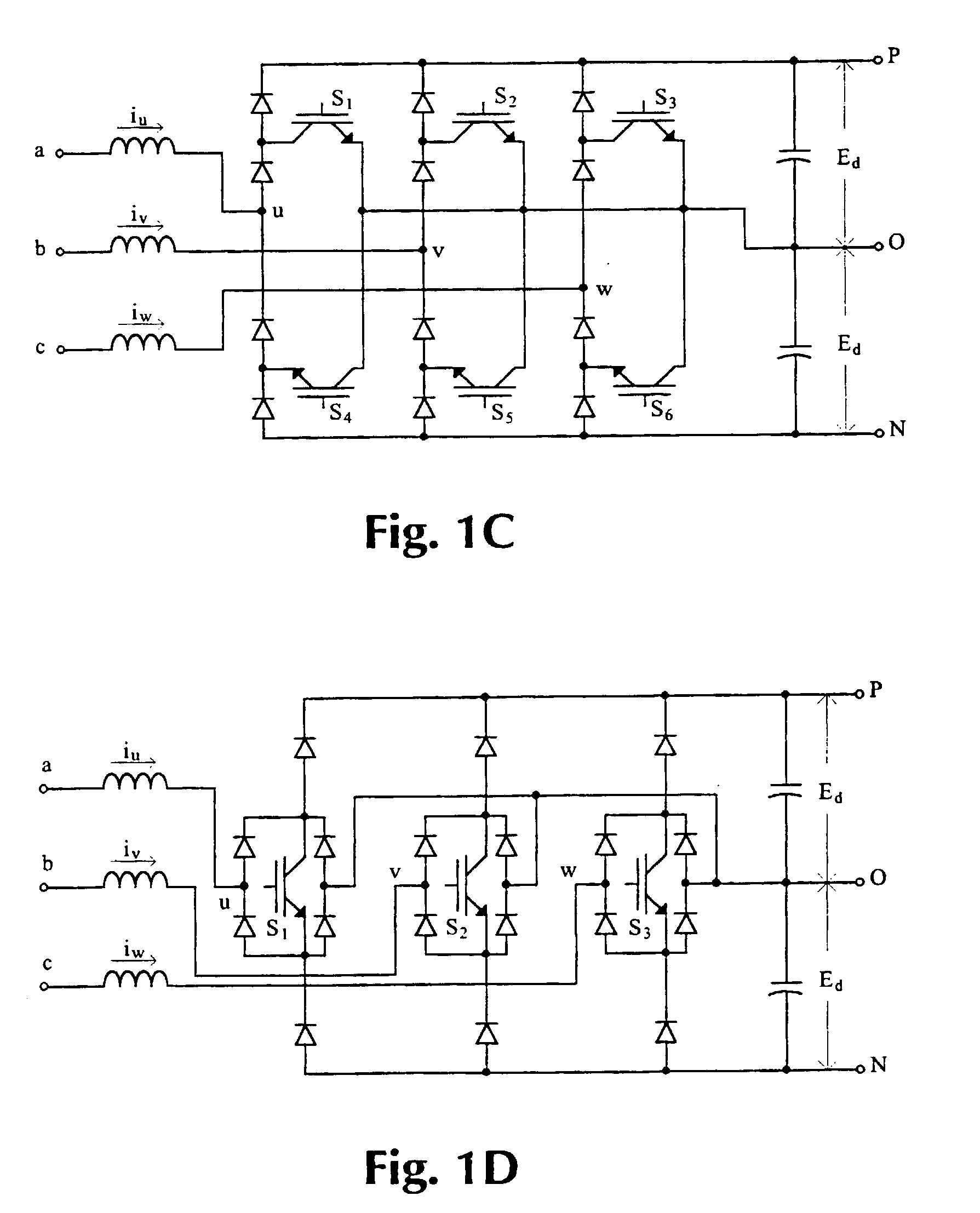 Method and control circuitry for a three-phase three-level boost-type rectifier