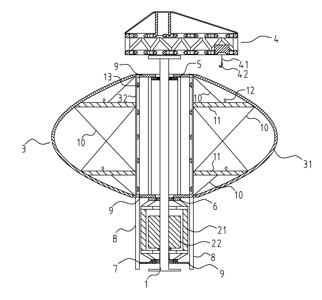 Device and method for avoiding stall caused by strong wind in vertical axis wind turbine