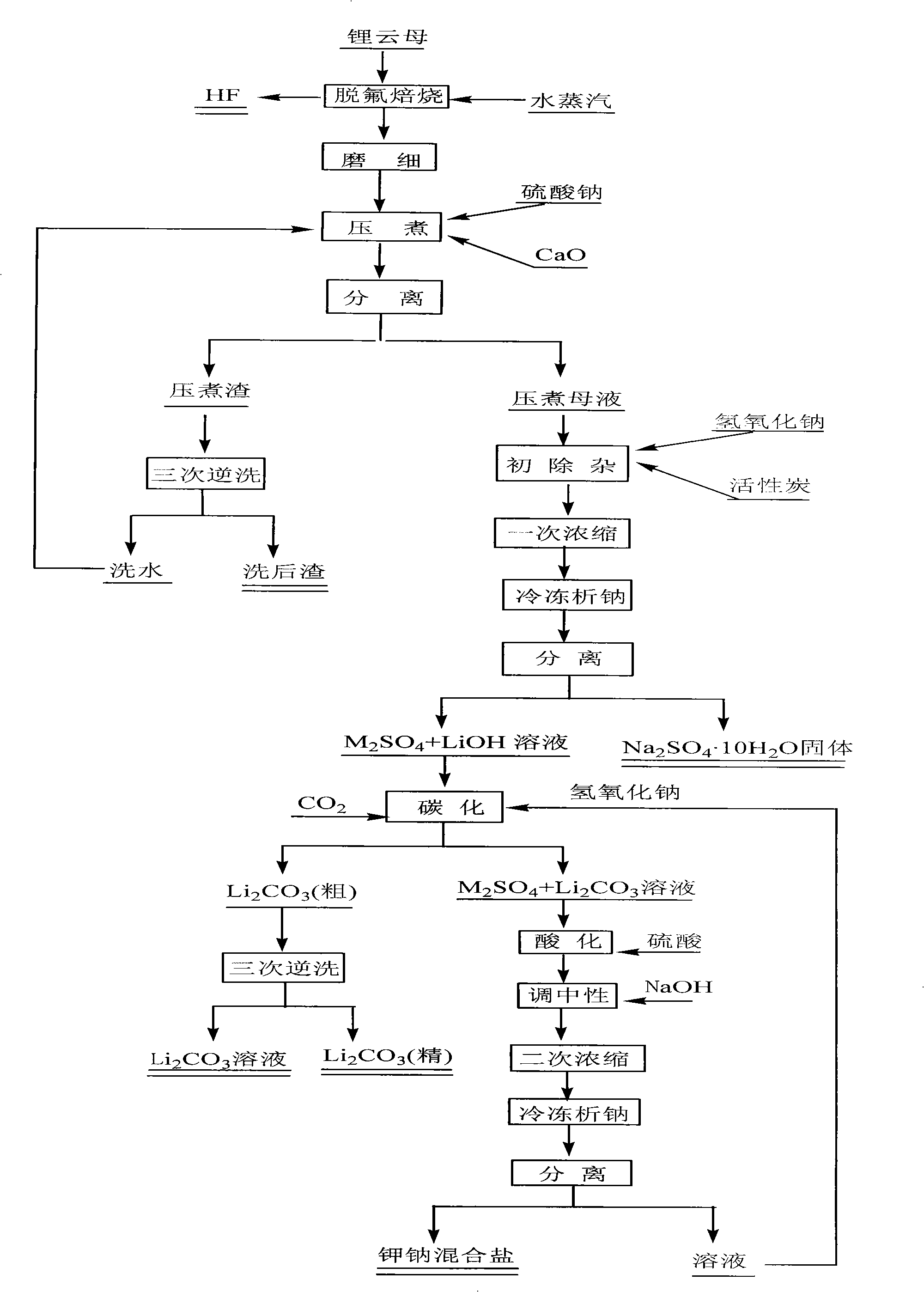 Method for preparing lithium carbonate by extracting lithium from lepidolite