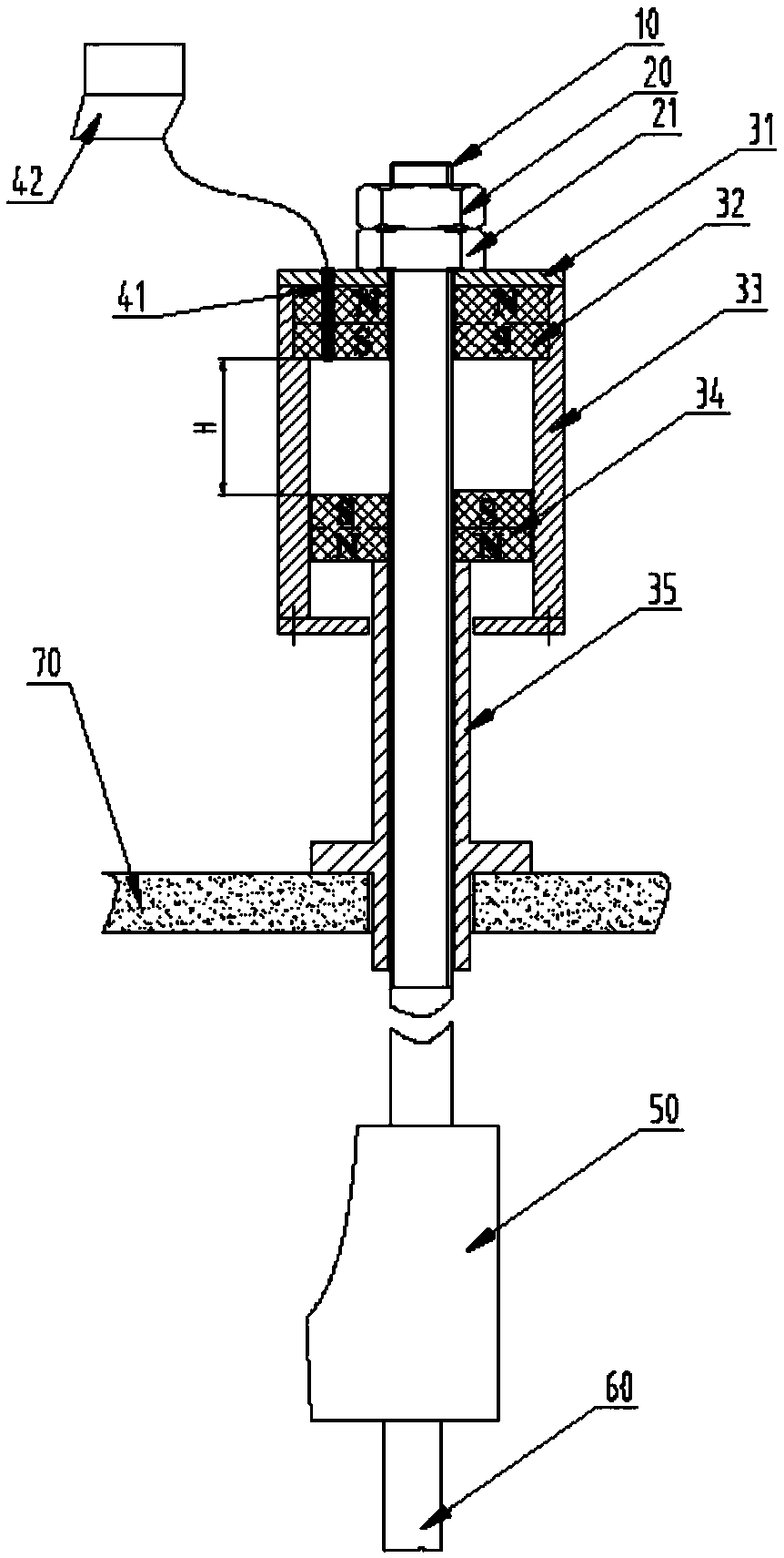 Elevator steel wire rope head device and detecting method for steel wire rope tension