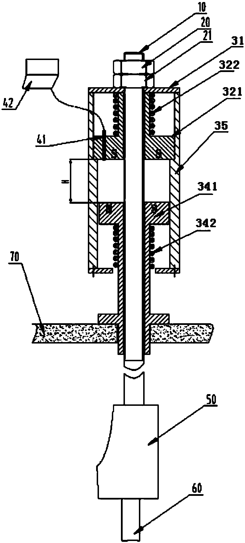 Elevator steel wire rope head device and detecting method for steel wire rope tension