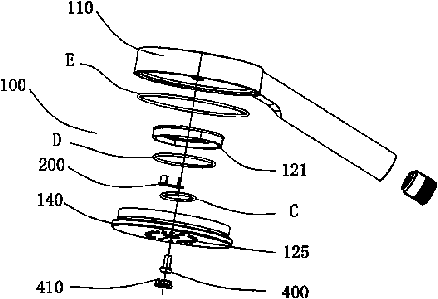 Variable track massage shower nozzle