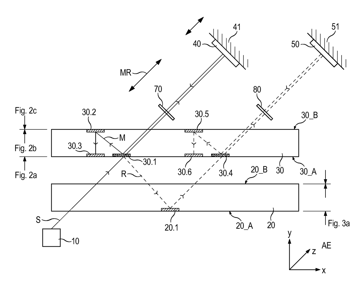 Interferometer having two transparent plates in parallel for making reference and measurement beams parallel