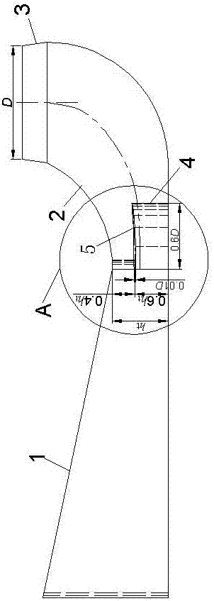 Elbow type inlet passage with arc-shaped spreader plate