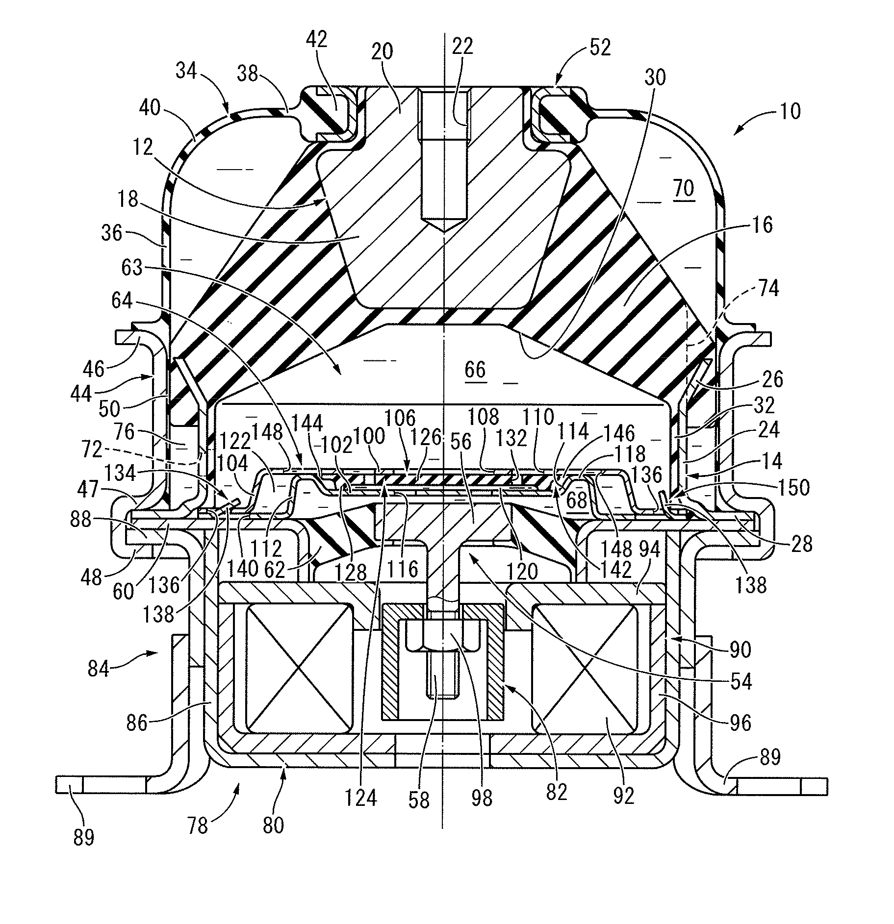 Fluid-filled vibration-damping device