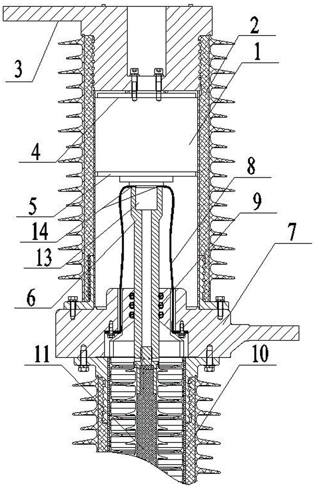 A high voltage vacuum circuit breaker pole