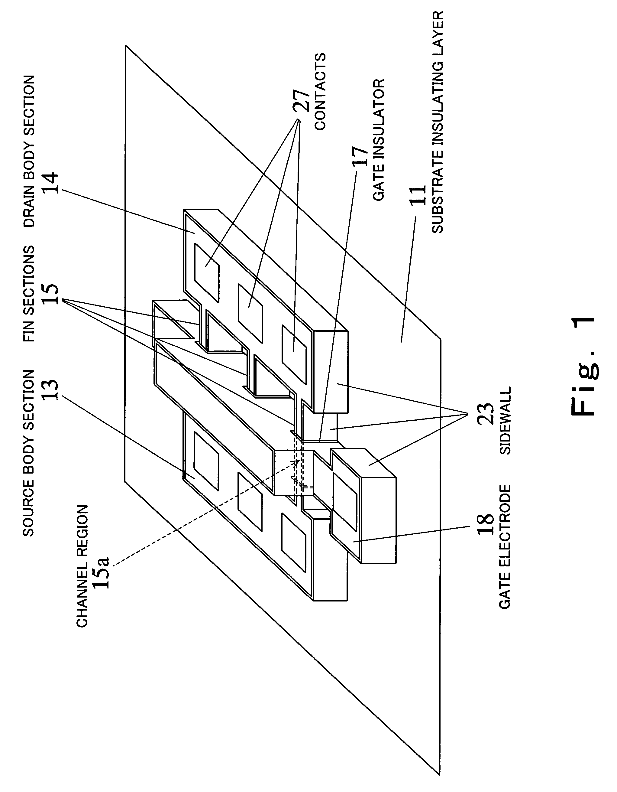 Strained channel finFET device