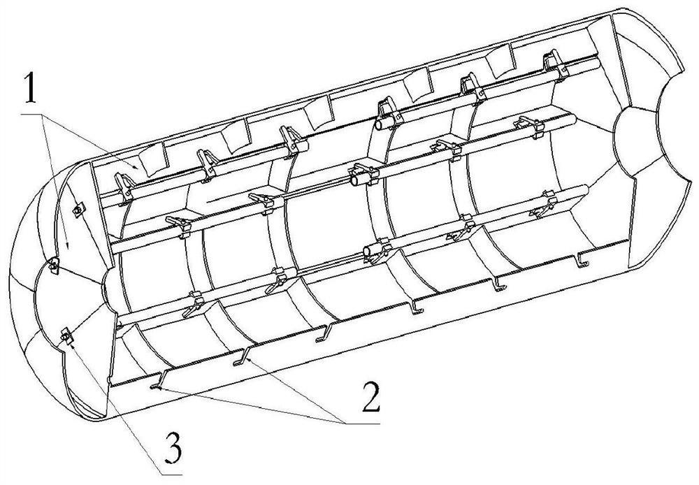 Fastening device for rocket engine shell mold with large length-diameter ratio and preparation process