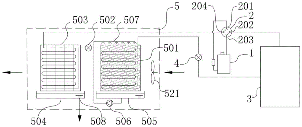 A solution spray type frost-free air source heat pump device