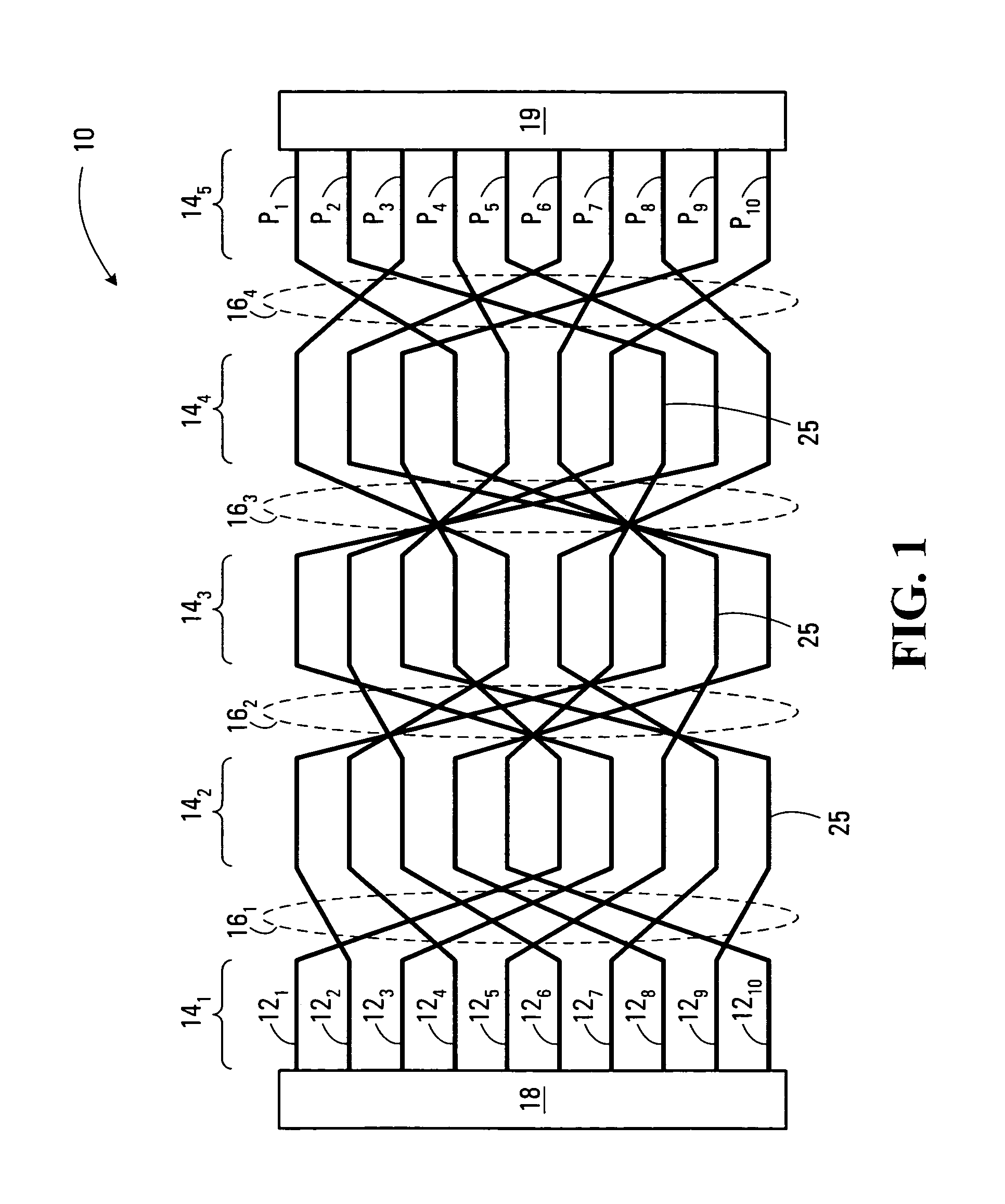 Conductive fabric with balanced mutual interference amongst conductors