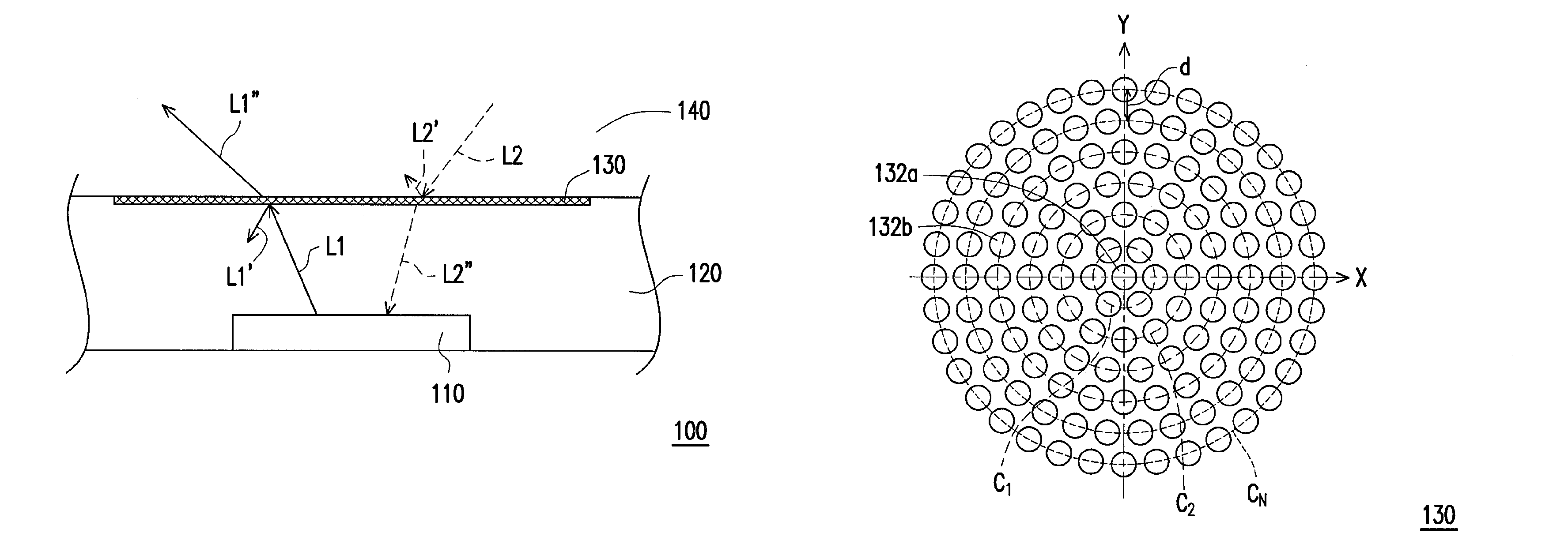 Circular photonic crystal structure, light emitting diode device and photoelectric conversion device