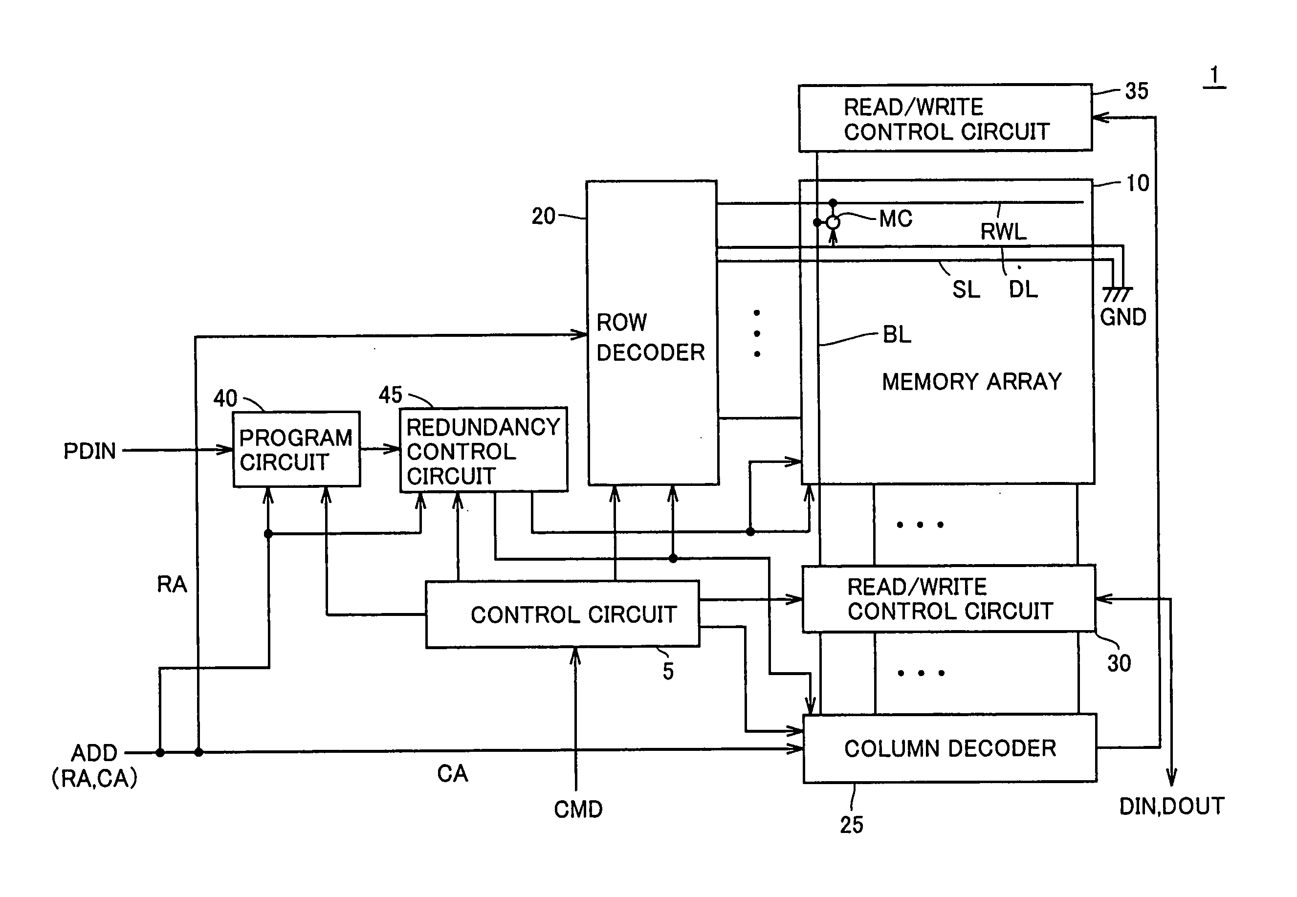 Thin film magnetic memory device storing program information efficiently and stably