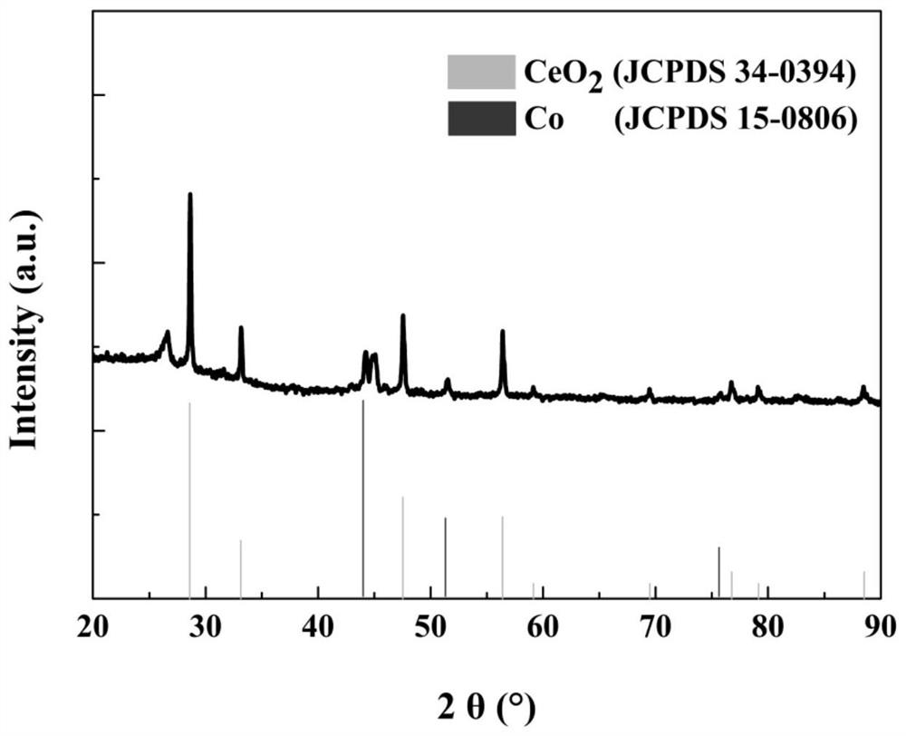 Preparation and application of magnetic microbial carbon-supported cerium and cobalt composite nano-ozone catalyst