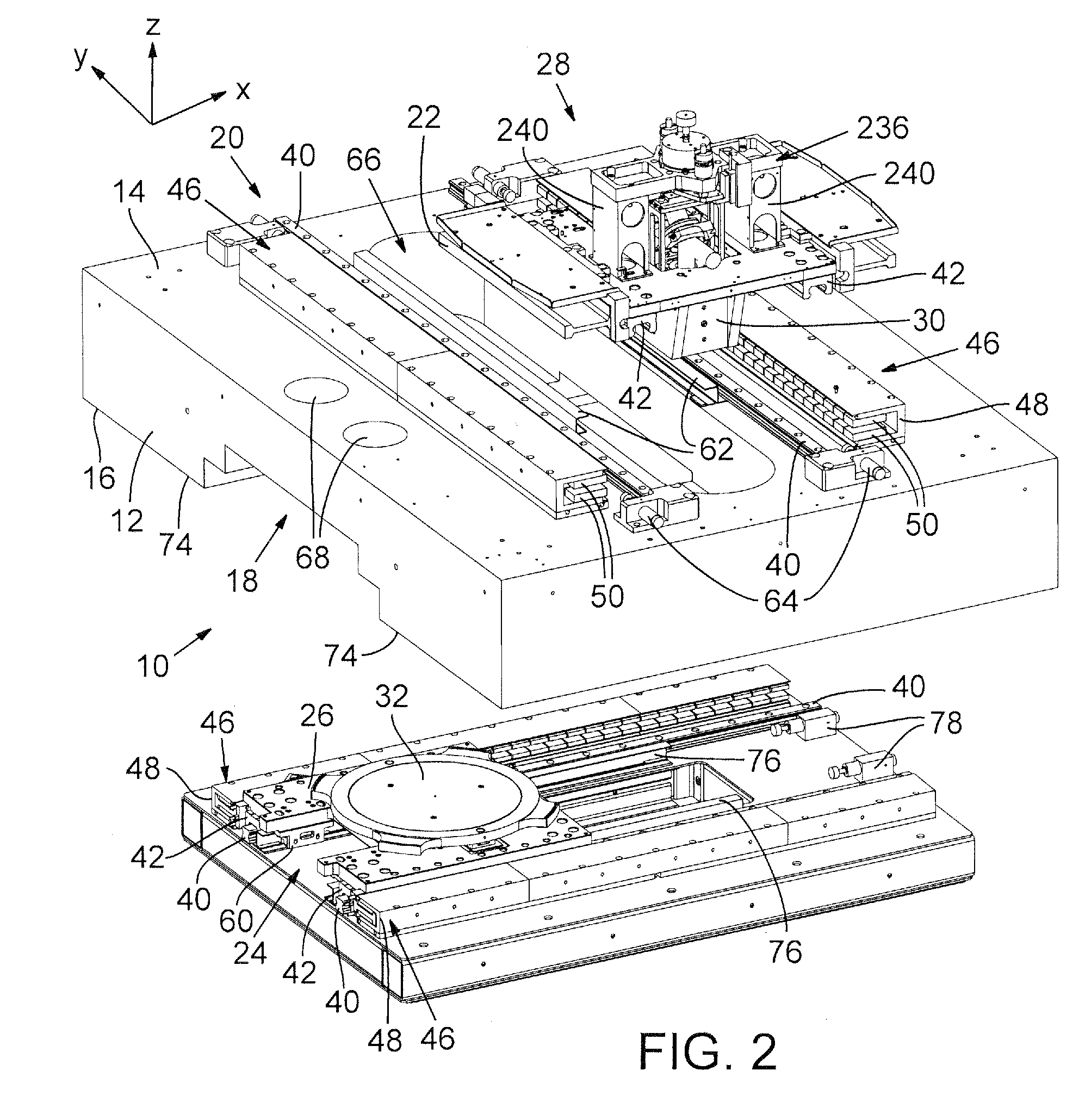 Specimen inspection stage implemented with processing stage coupling mechanism