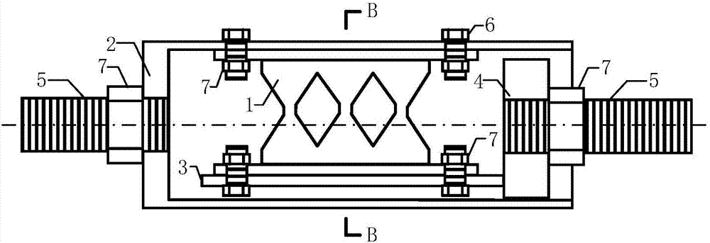 Diamond-shaped opening H-shaped steel damper capable of preventing out-plane buckling