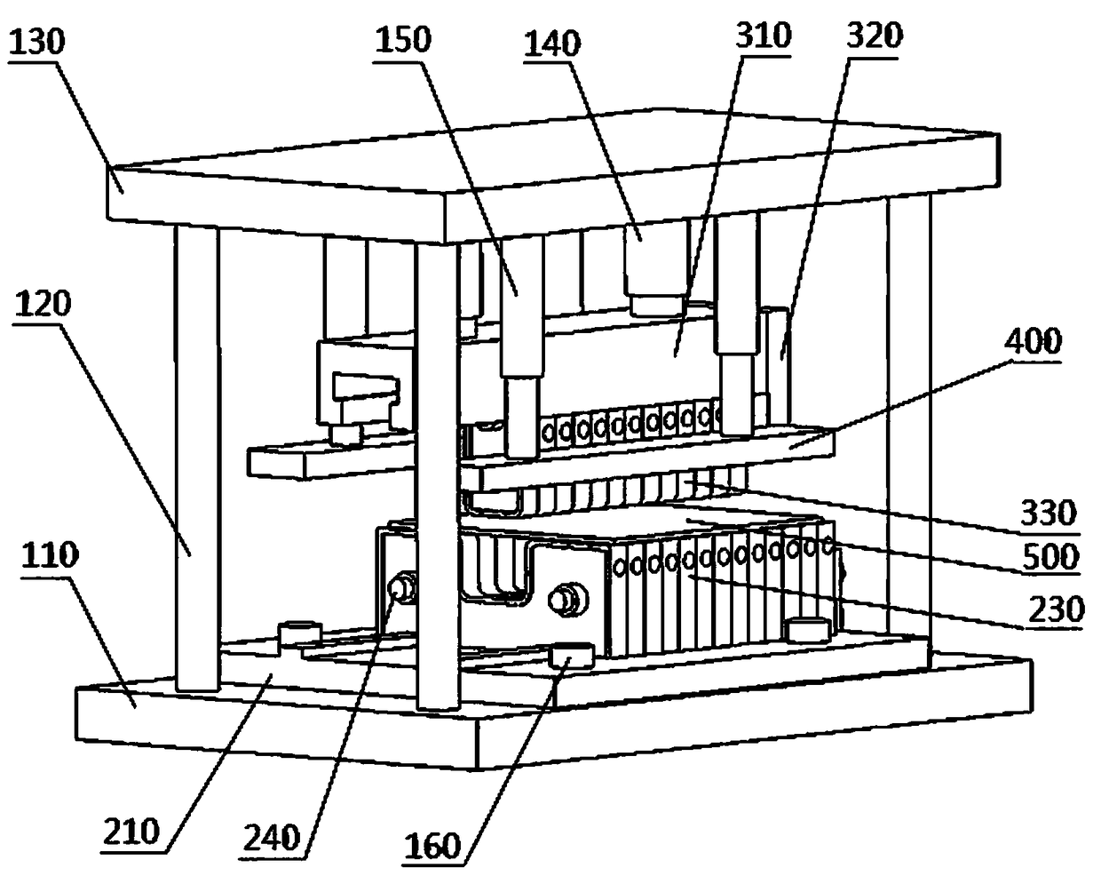 A thermoforming stamping device and stamping method for an automobile energy-absorbing structure