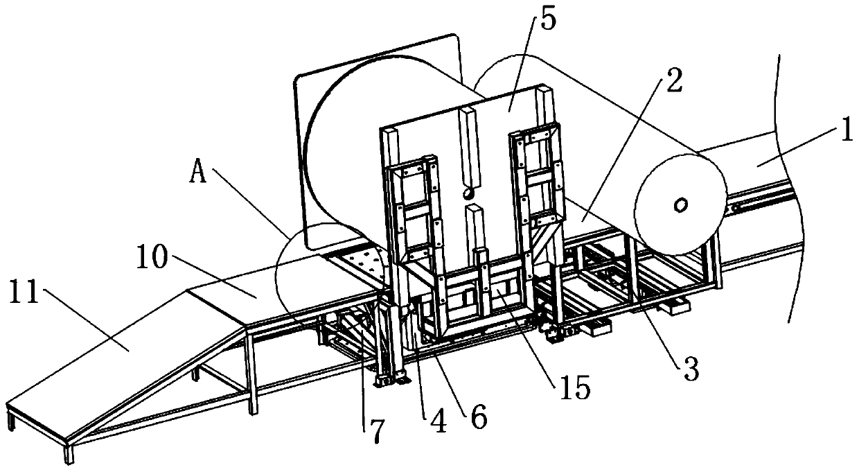 A packing and turning table for large diameter synthetic paper film roll products in the film industry