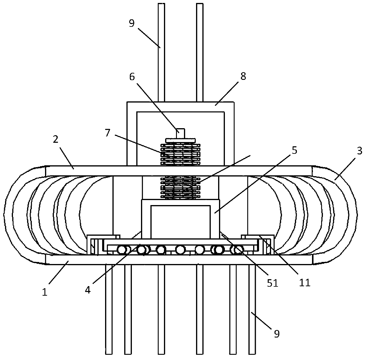 Three-dimensional energy-dissipating shock-isolation bearing