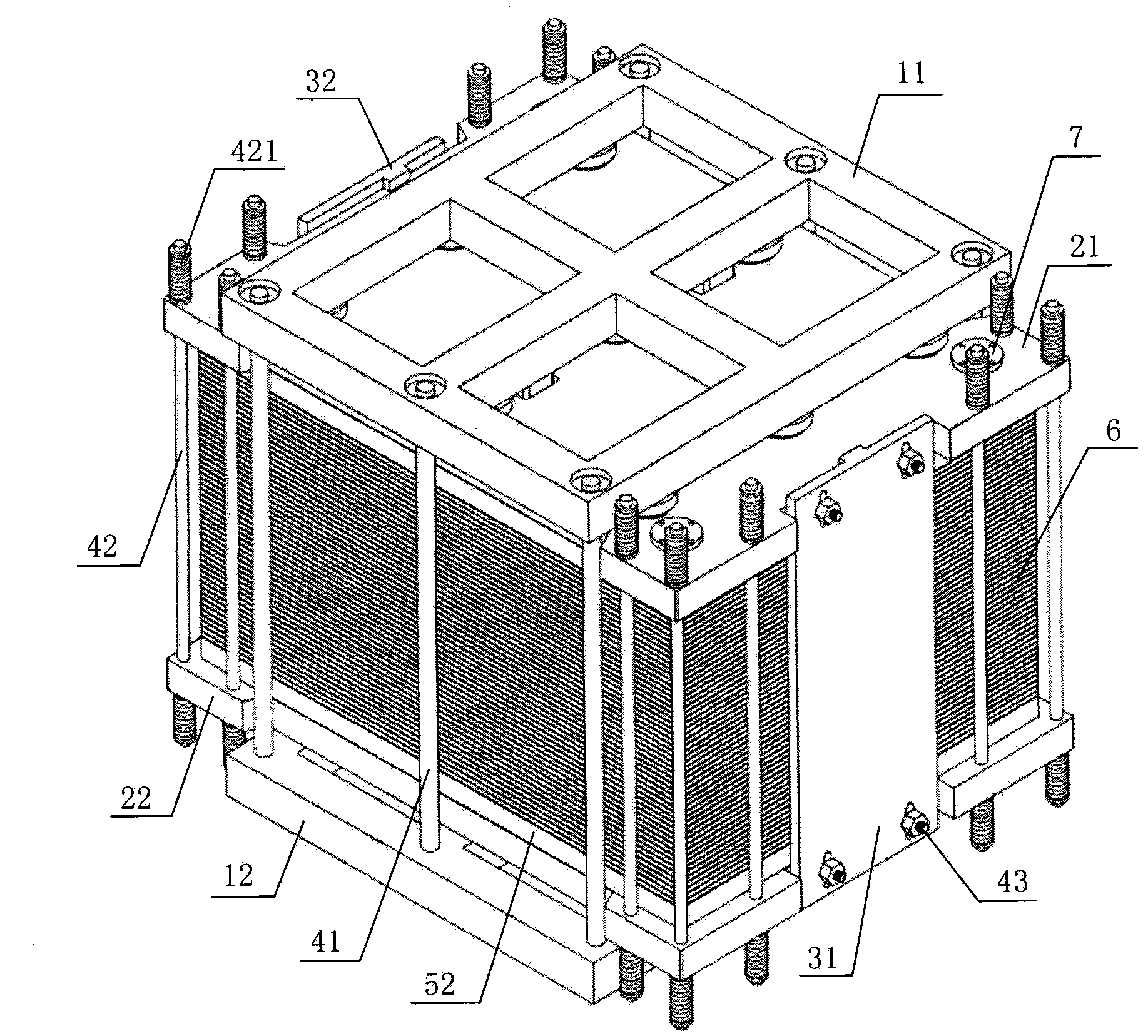 End plate pressing component of redox flow cell galvanic pile