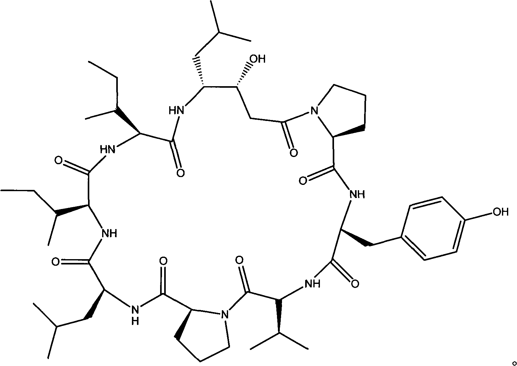 Cyclic peptide with -Ile-Sta-Sta-Pro- residue segment and used as immunity inhibitor and synthetic process thereof