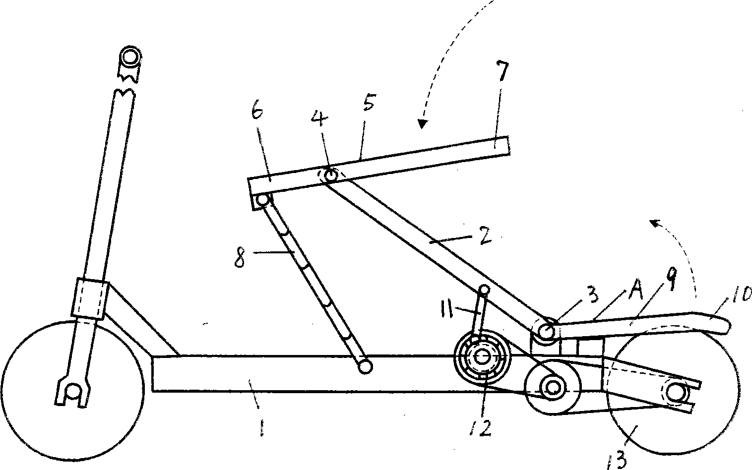 Reciprocating type gear shift pedal structure for scooter