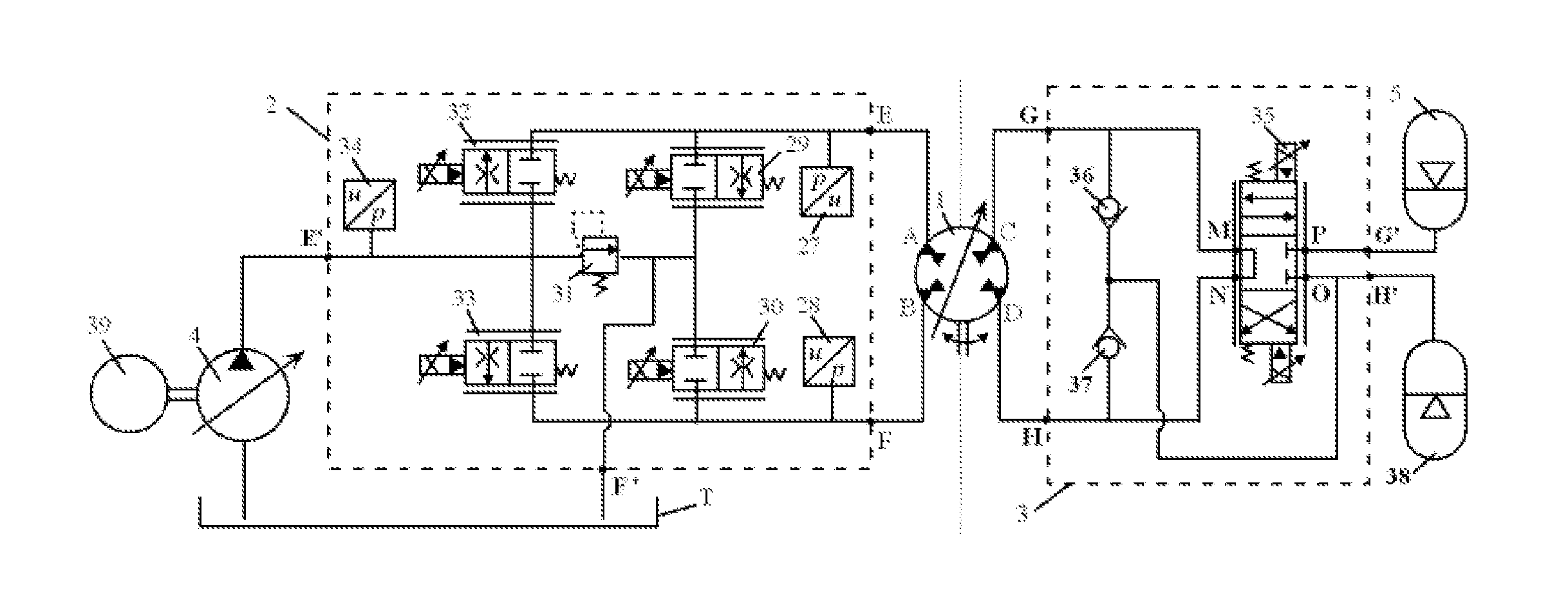 Double-loop control system with single hydraulic motor