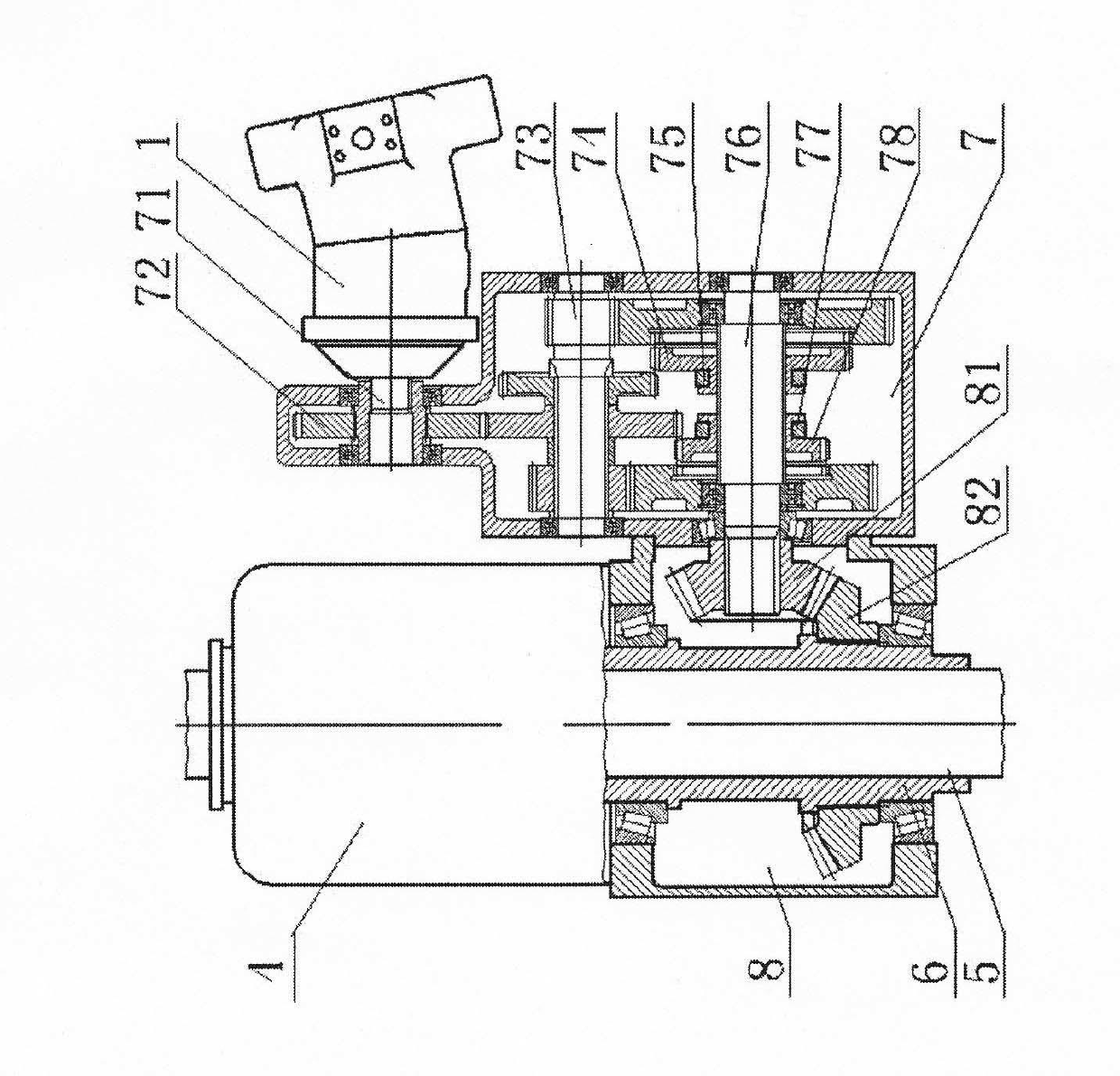 Novel power transmission mechanism of all-hydraulic drill
