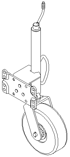 A guide wheel device for a towed caravan