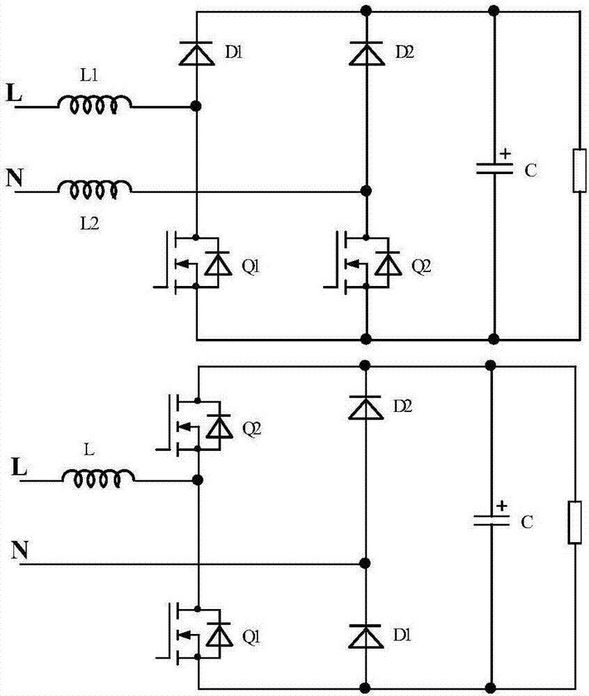 Non-bridge APFC active factor power correction circuit