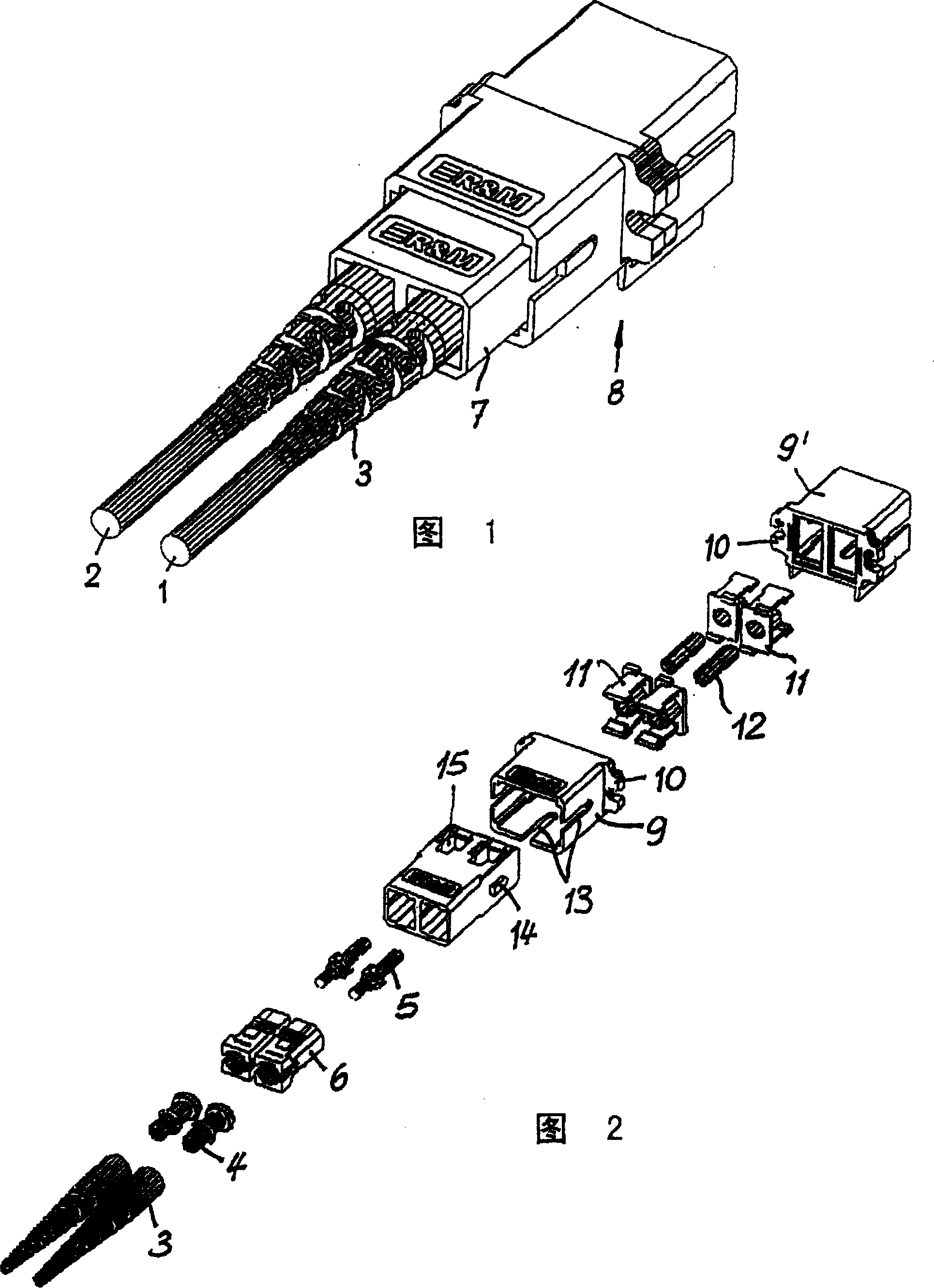 Contact connector system for light waveguides