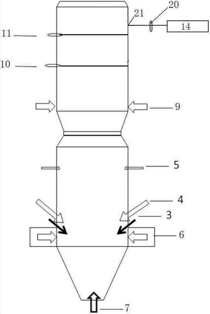 Efficient reburning denitrification device and technical method