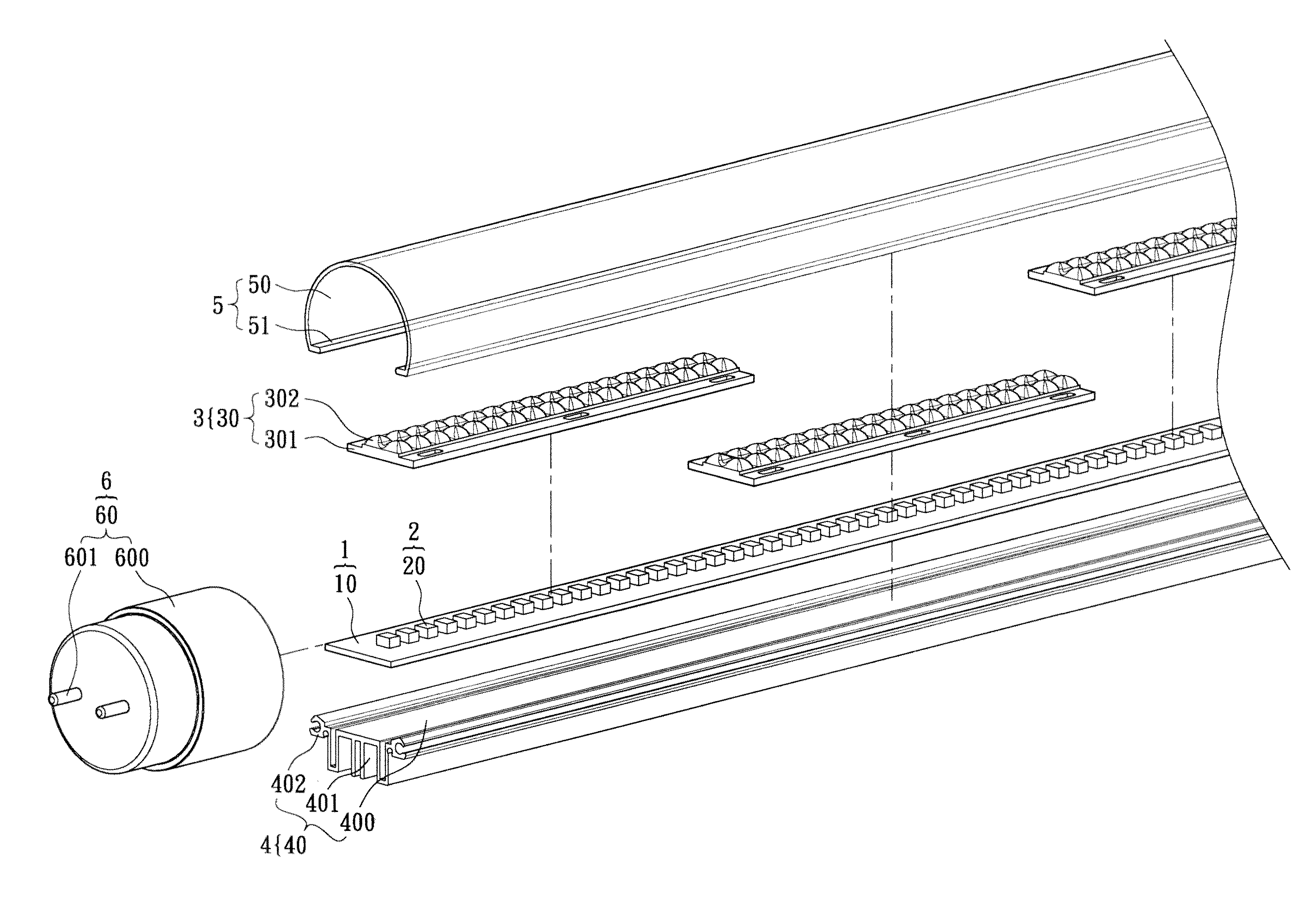 Illumination structure and lamp tube structure for generating specific directional light sources