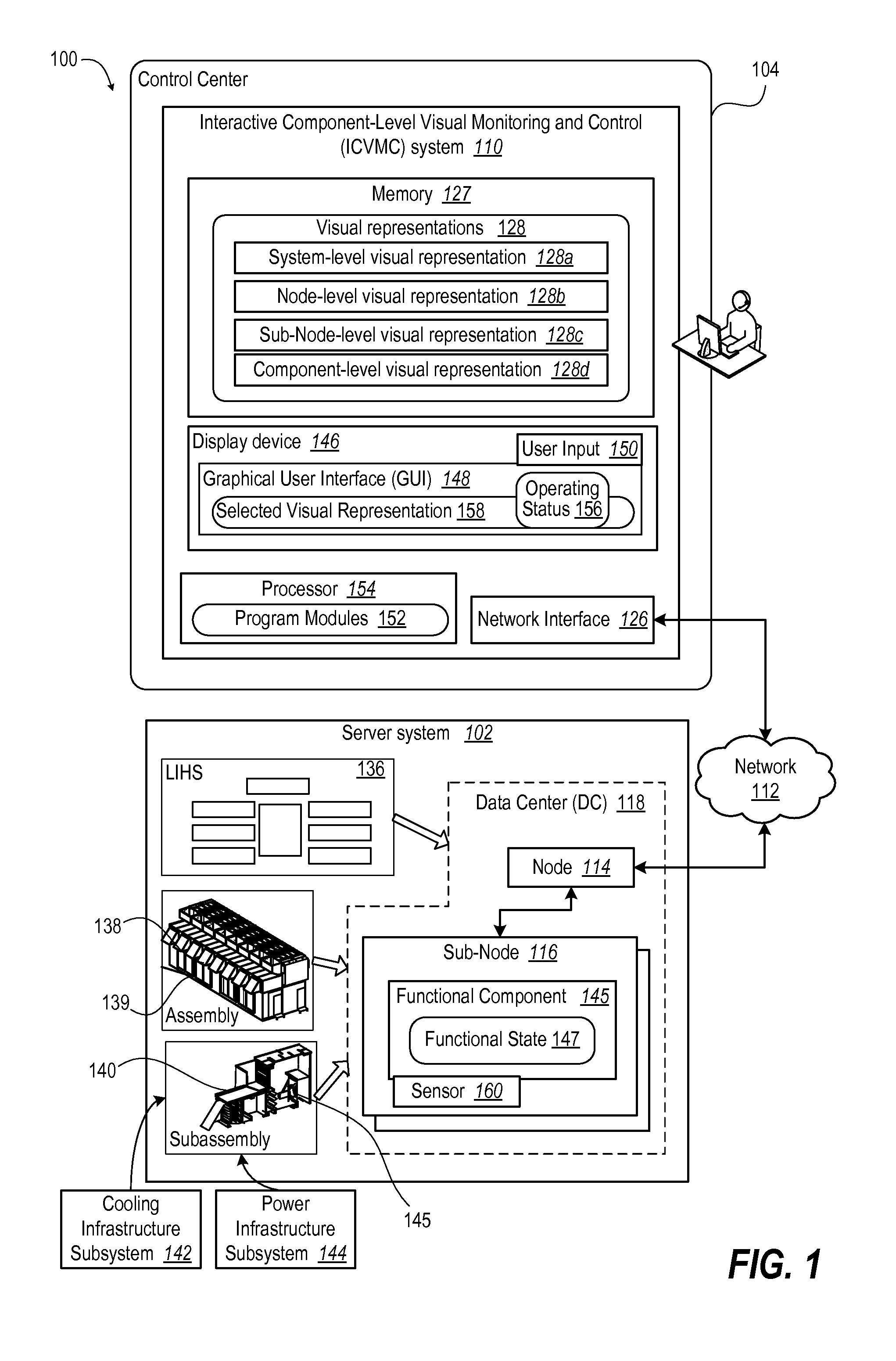 Method and information handling system providing an interactive interface for device-level monitoring and servicing of data center
