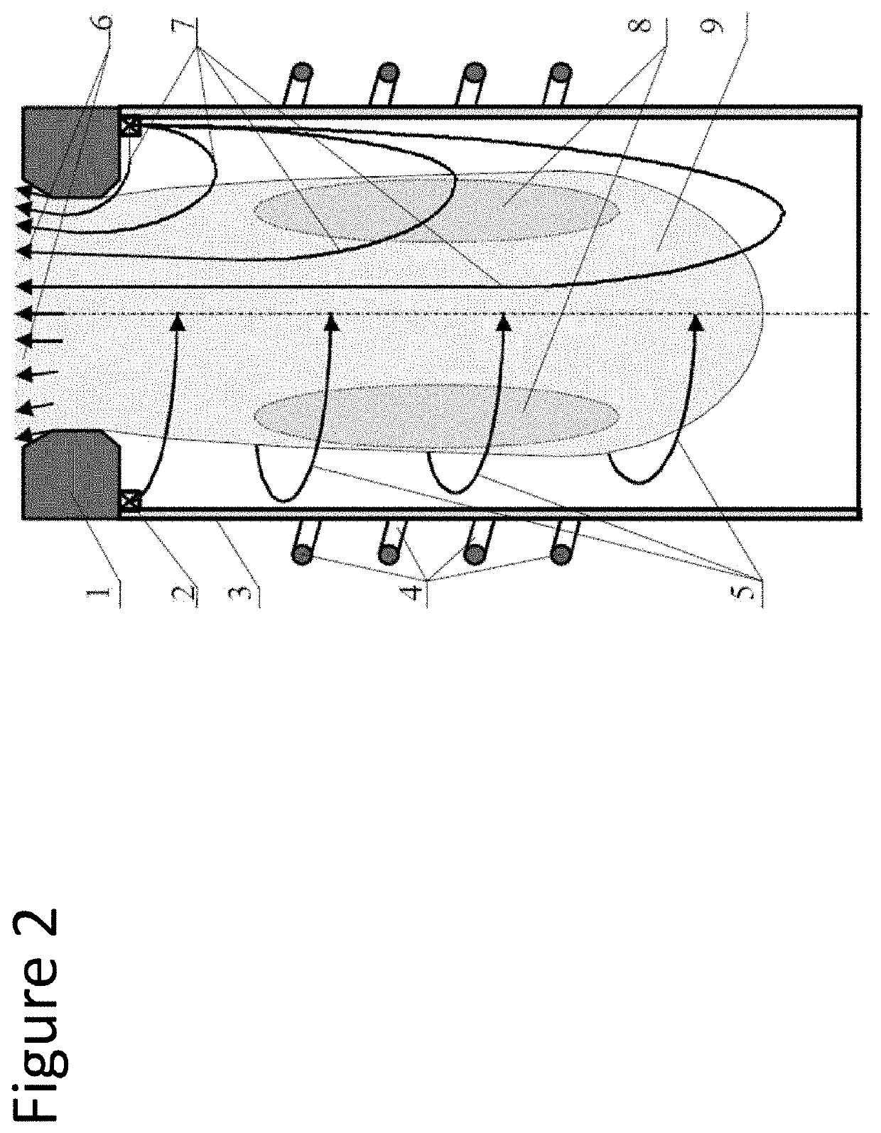 Inductively coupled plasma torch with reverse vortex flow and method of operation
