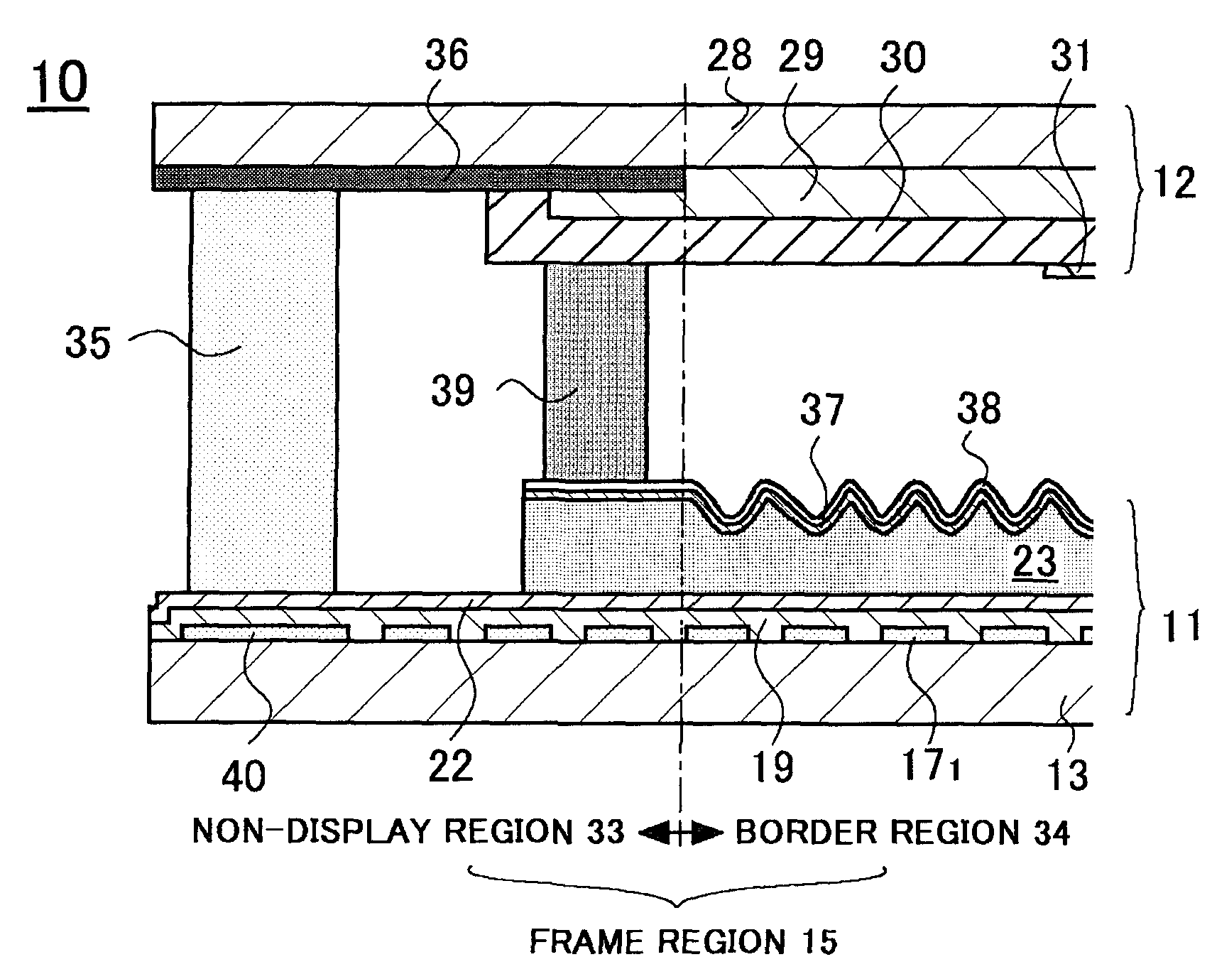 Liquid crystal display panel having an ornamental reflector deployed around the periphery of a display region