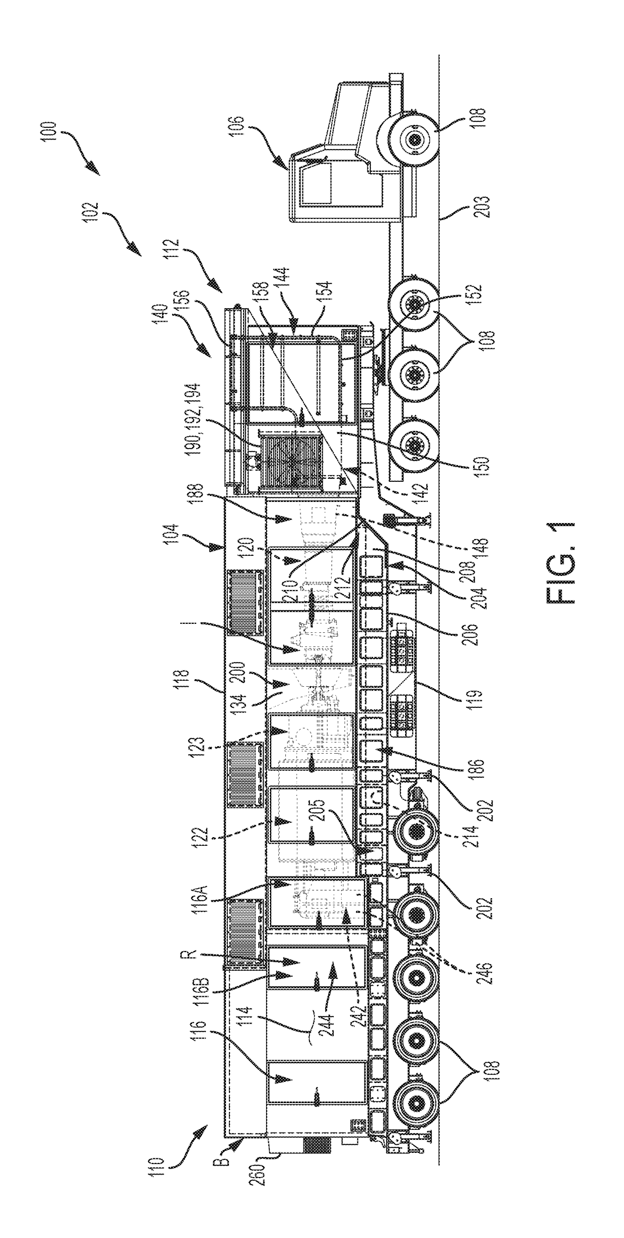 Mobile power generation system including noise attenuation