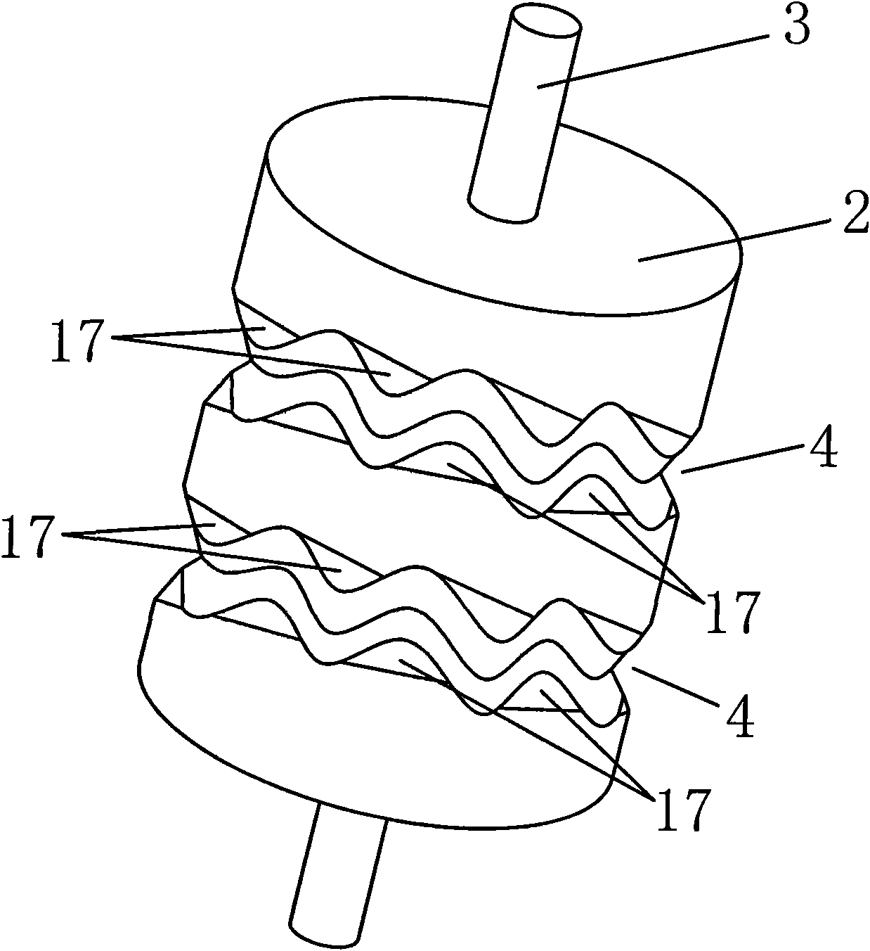 Jet pressing burning splitting ring curled turbine engine