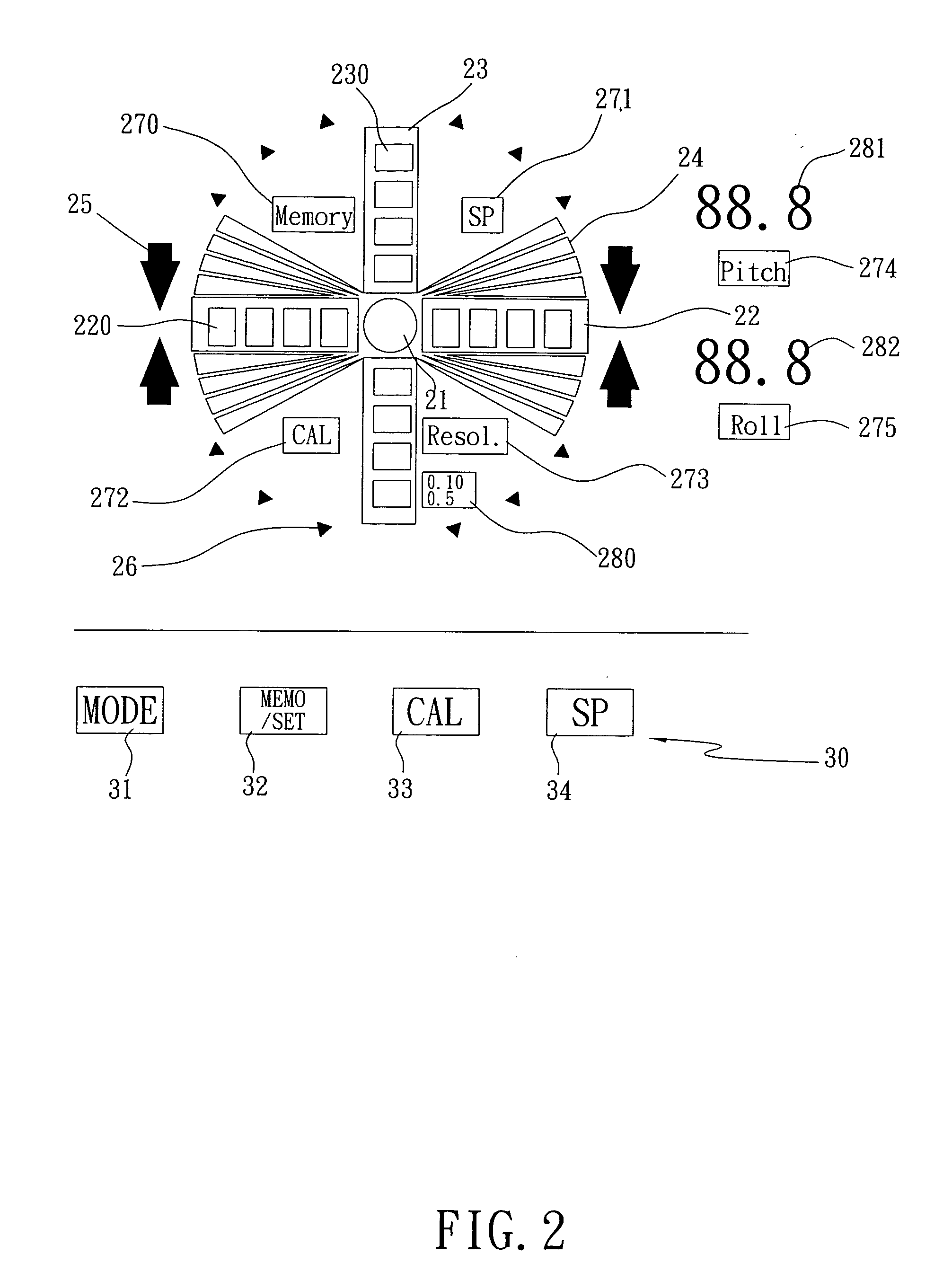 Level device and method for displaying leveling