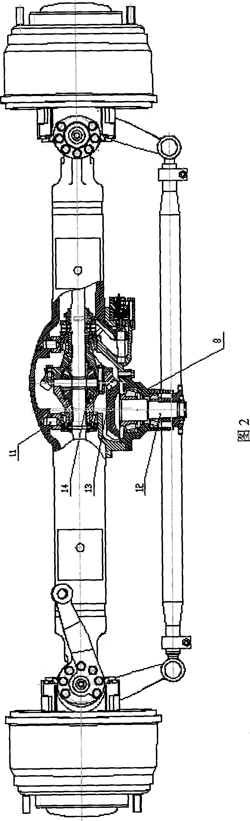 Front steering drive axle with wheel edging deceleration system