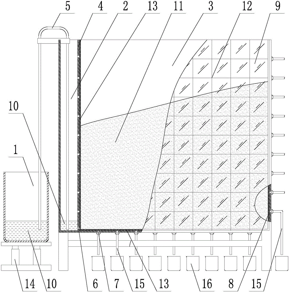 Device and method for sand and soil two-dimensional non-saturating percolation experiment